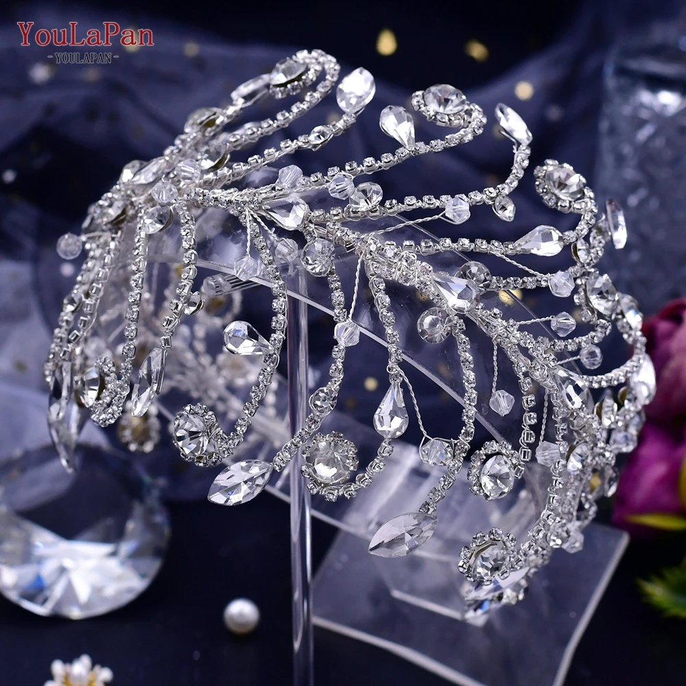 YouLaPan – bandeaux de cheveux en strass pour femmes, accessoires de coiffure de princesse pour mariage, couleur argent, à la mode, tête de mariée, HP250