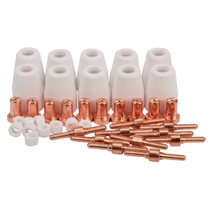 

40Pcs Air Plasma Cutter Consumables Extend Fit For Pt-31 -40 Torch Cut-40 50 Standard Tips/Nozzle Electrodes Shield Cup