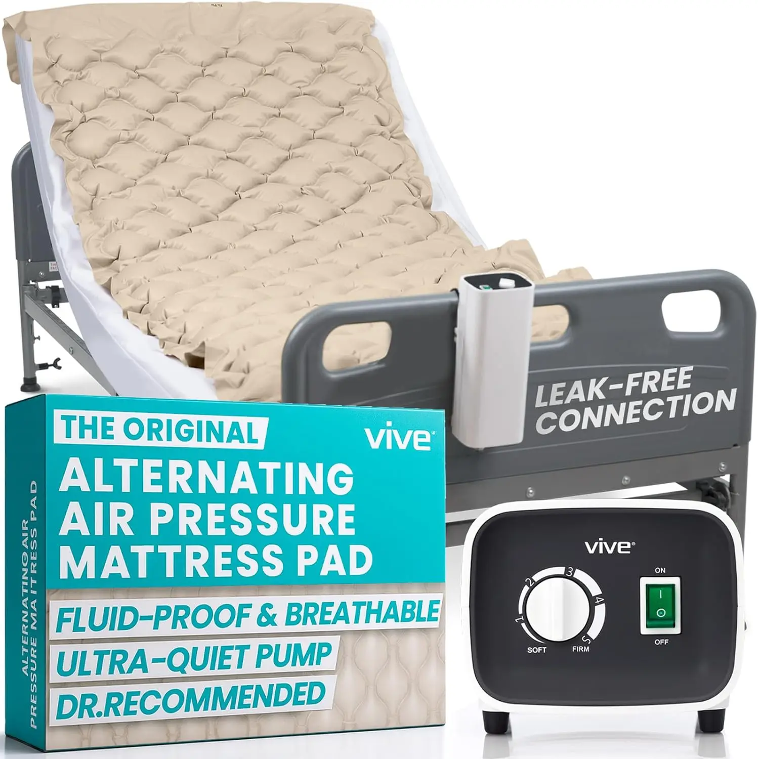 Alternating Air Pressure Mattress Pad for Bed Sore Prevention - Hospital-Grade Topper with Quiet Pump & Waterproof Cushion
