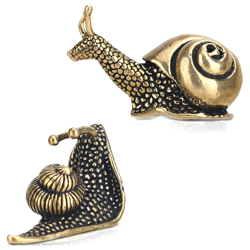 2Pcs Snail Decor Outdoor Pond Garden Snail Figurine Brass Snail with Decor Effect the Meaning of the Snail Walk Slowly