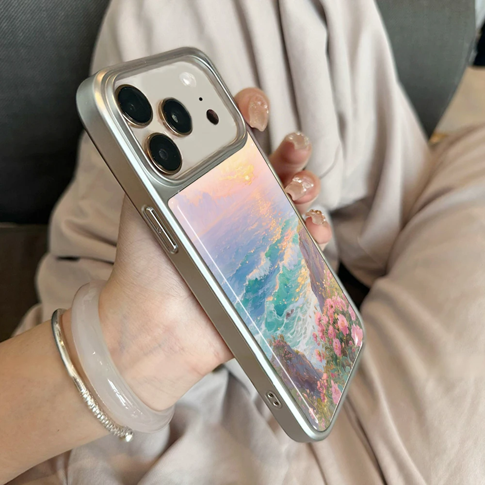 Neue Blumen-Meer-Küsten-Klebstoffhülle für iPhone 15 17 13 Pro Max Phone 11 12 ProMax 14 15 16 Plus Hüllen Stoßfeste Luxus-Coque – Detail 6