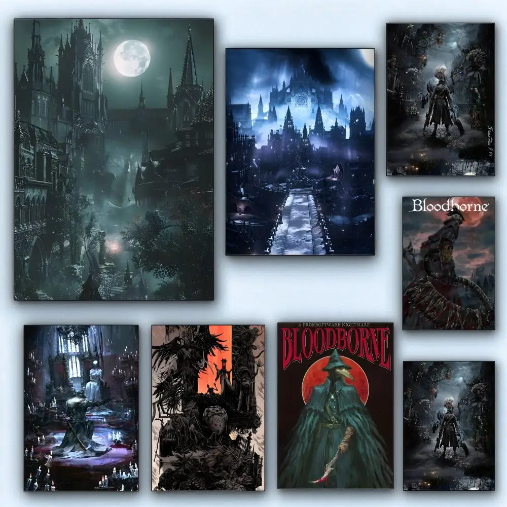 game Bloodborne Poster Wall Posters Self-Adhesive Wall Stickers Home Decoration for Bedroom Living Room