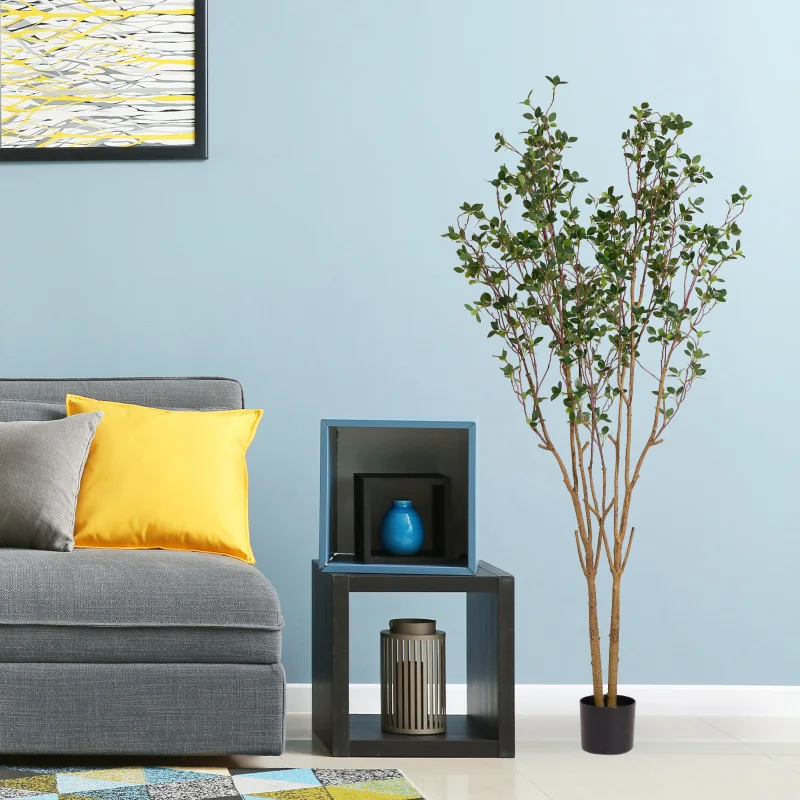 Faux Black Olive Tree 160Cm Tall Artificial Indoor Tree With Natural Trunk And Realistic Leaves For Home Or Office Decor 1Pc/S