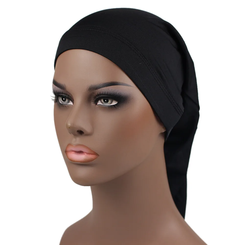 

Plain Tube Hats Muslim Turban Pure Color Stretch Inner Hijabs for Caps Ready To Wear Women Head Scarf Under Hijab Bonnet