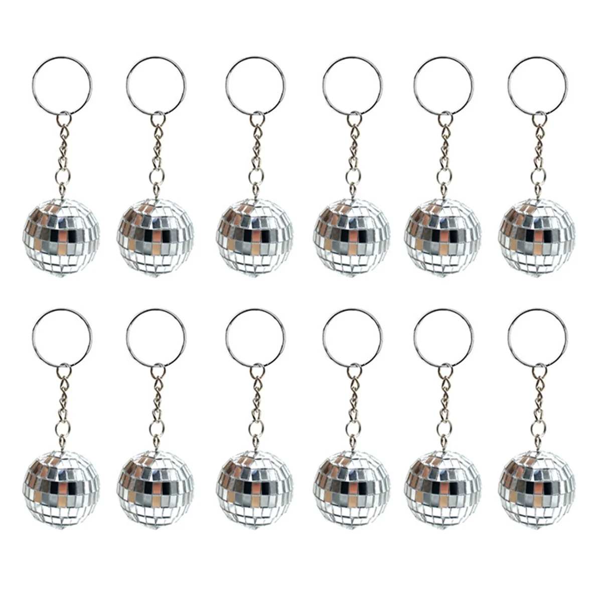 60Pcs Mini Disco Ball Keychain 70s Disco Favors Mirror Ball Keychain Keyring Set for Disco Theme Decorations