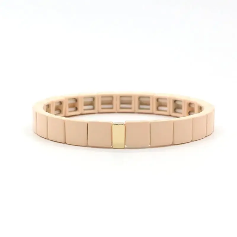 2022 Fashion enamel Charm Lady Rainbow bracelet with stacked colorful beaded bracelet gradient geometric square 8*8mm