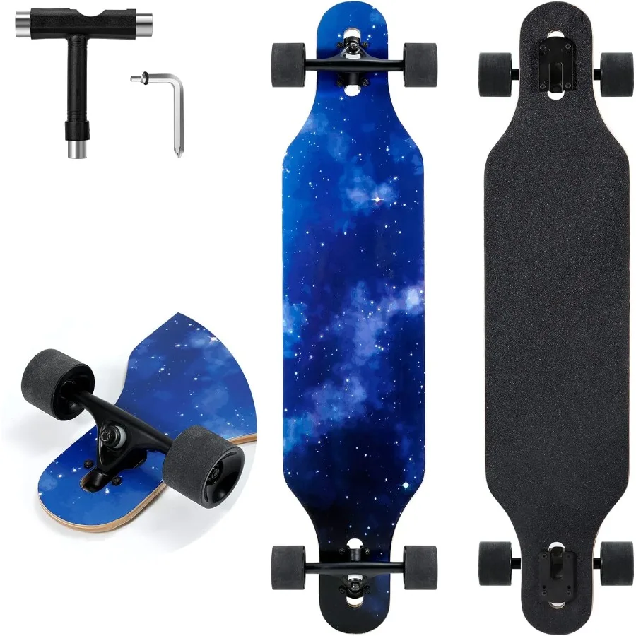 

Лонгборд Скейтборд 41-дюймовый лонгборд с откидной спинкой в сборе 9-слойный лонгборд Nature Maple Premium Cruiser Long Board для взрослых, подростков и