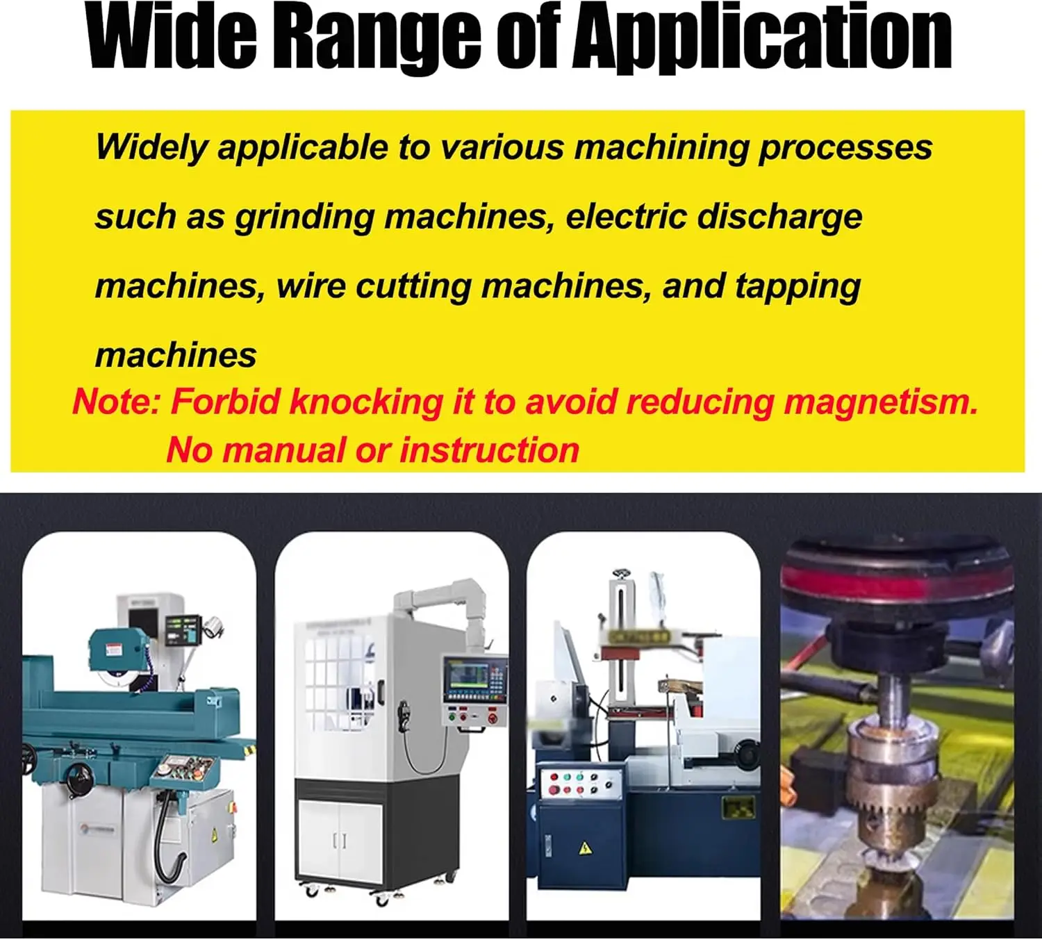 10x20 Inch Magnetic Chuck Fine Pole Permanent Magnetic Chuck Powerful Rectangular Chuck for Grinding Machine Lathe Magnets