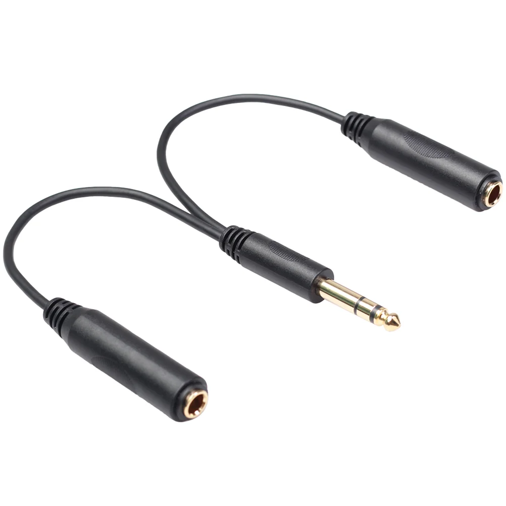 6 35mm 635 Stereo Large Three-Core One Male and Two Female Audio Adapter Cable 635mm Headphone Earphone Y Splitter Speakers