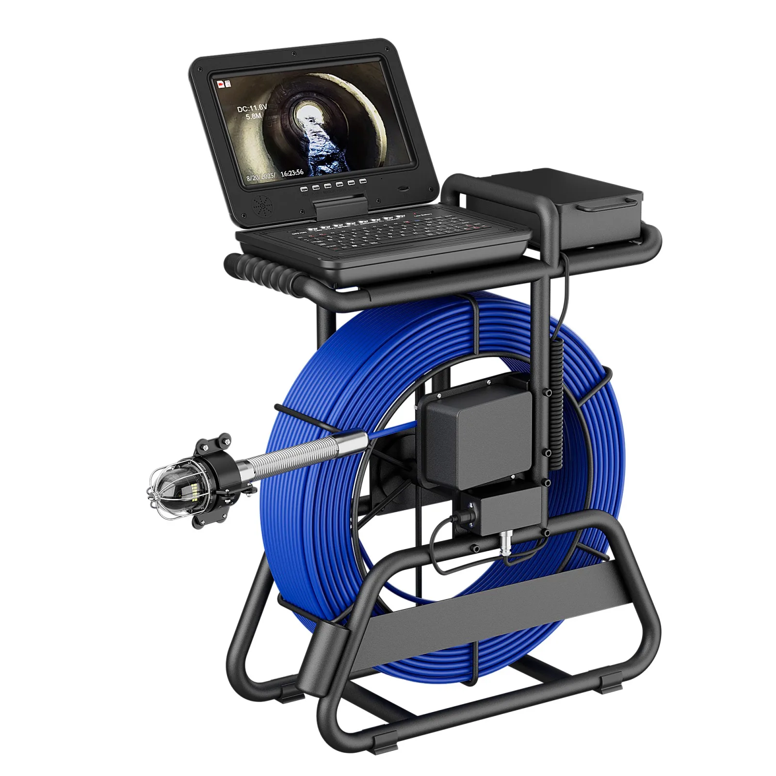 GAMWATER 10인치 IPS 360 °   회전식 하수구 카메라, AHD 1080P, 60mm 카메라, IP68, 4500mAH, 7MM 50M-100M 케이블, 512Hz, DVR 32GB