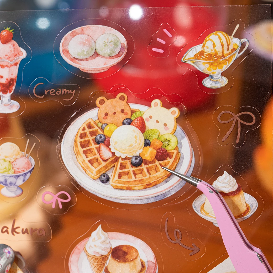 Dessert & Food Themed Sticker Book, Aesthetic Multi-Material DIY Supplies for Junk Journal Decor and Gift Wrapping