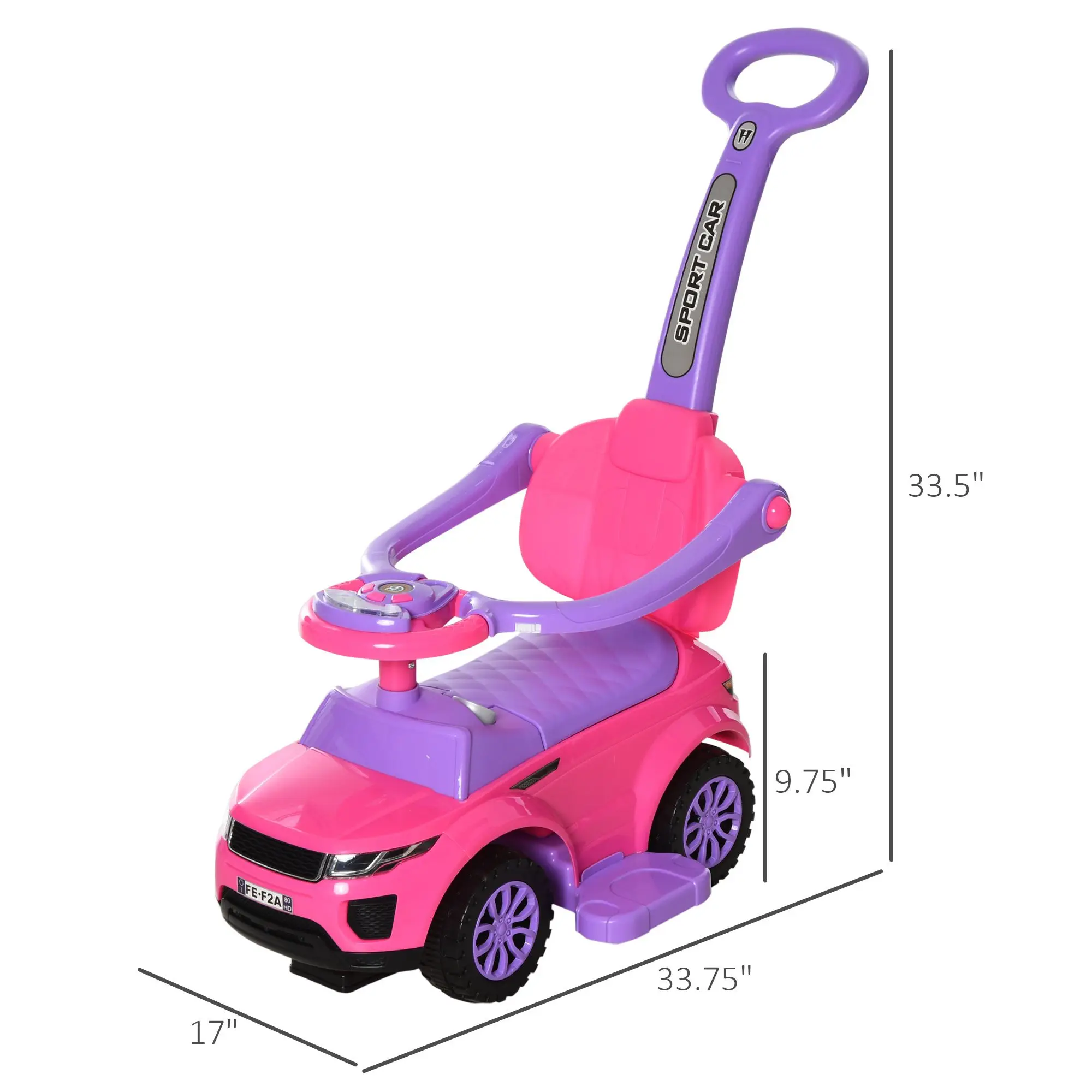 3 In 1 Push Cars for Toddlers Kid Ride on Push Car Stroller Sliding Walking Car Toy for Boy Girl 1-3 Years Old Pink