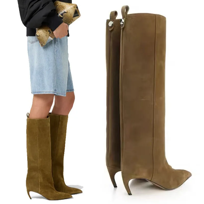 

Женские сапоги до колена в Европе и Америке, модная элегантная обувь для вечеринок на шпильке с острым носком, осень/зима