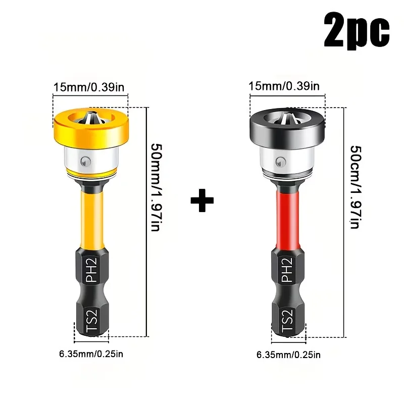 Magnetic Positioning Drill Bit | Anti-Slip -Resistant Design, Black Cross 6 Flat Head Screwdriver Bit for Ceiling/Woodworking