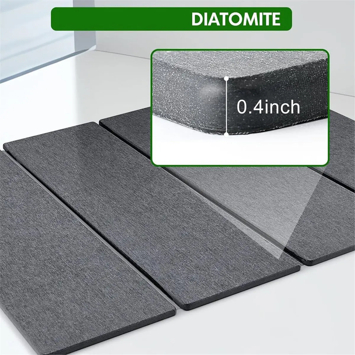 fitfit Stone Dish Drying Mat for Kitchen Counter, Foldable Diatomaceous Earth Large Dry Mats Grey