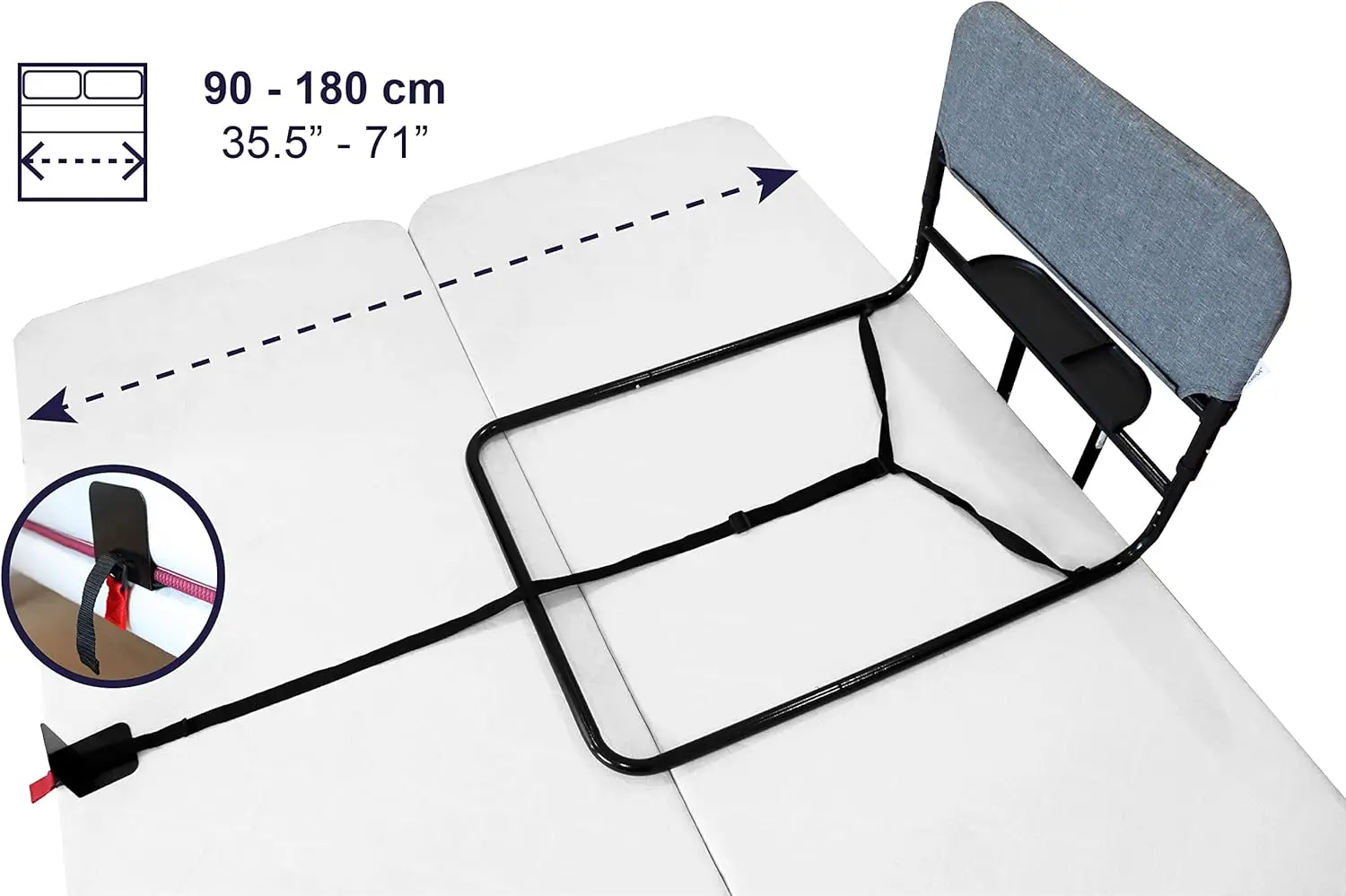 Heavy Duty Trilho de Cama para Idosos, Ajustável Assist Rails, Adulto Grab Bar, Handicap Trilhos, Até 320 Lbs