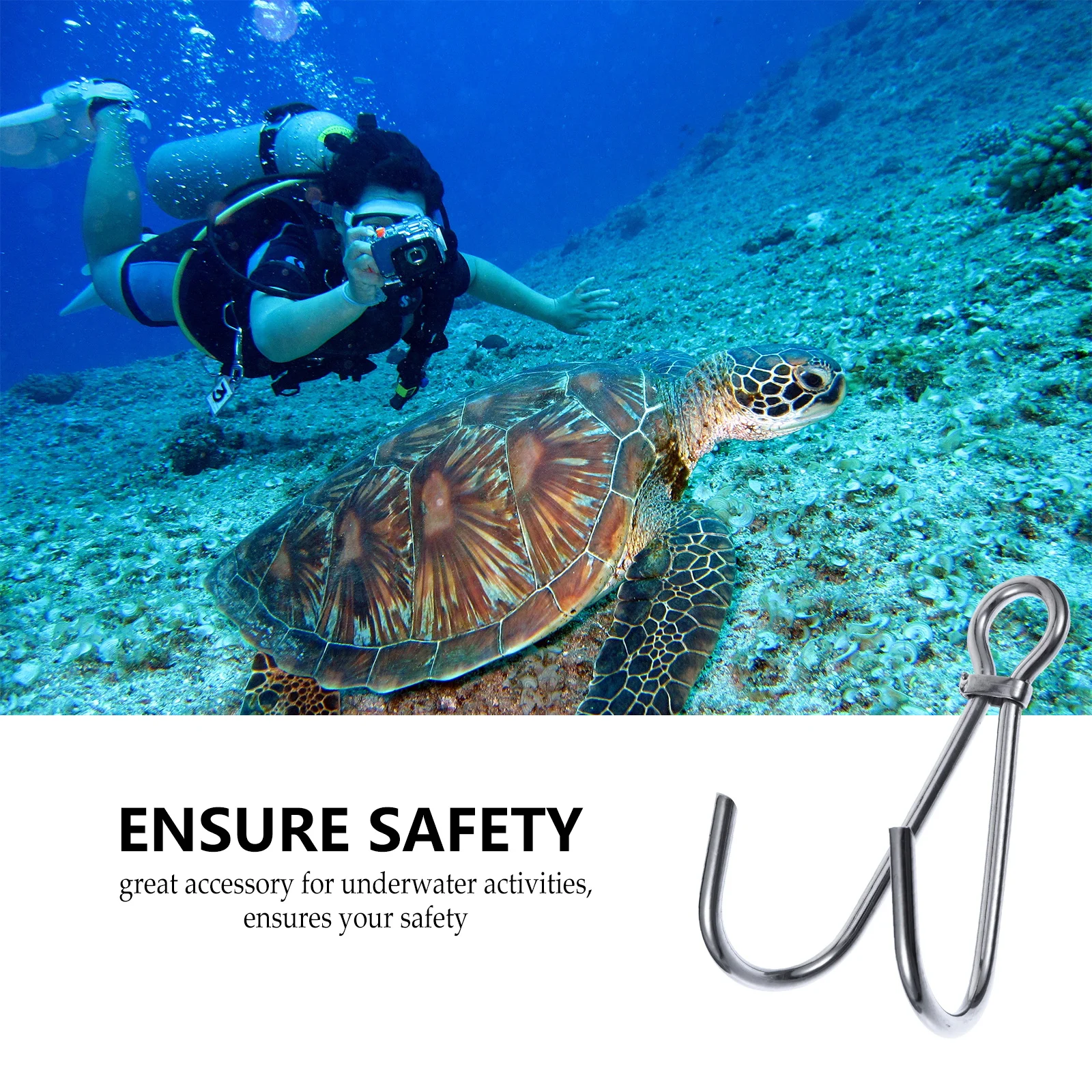 1 pz Premium in acciaio inossidabile 316 doppio gancio per immersione design ad anello sicuro per scuba Drift forte attrezzatura per l'esplorazione della barriera corallina