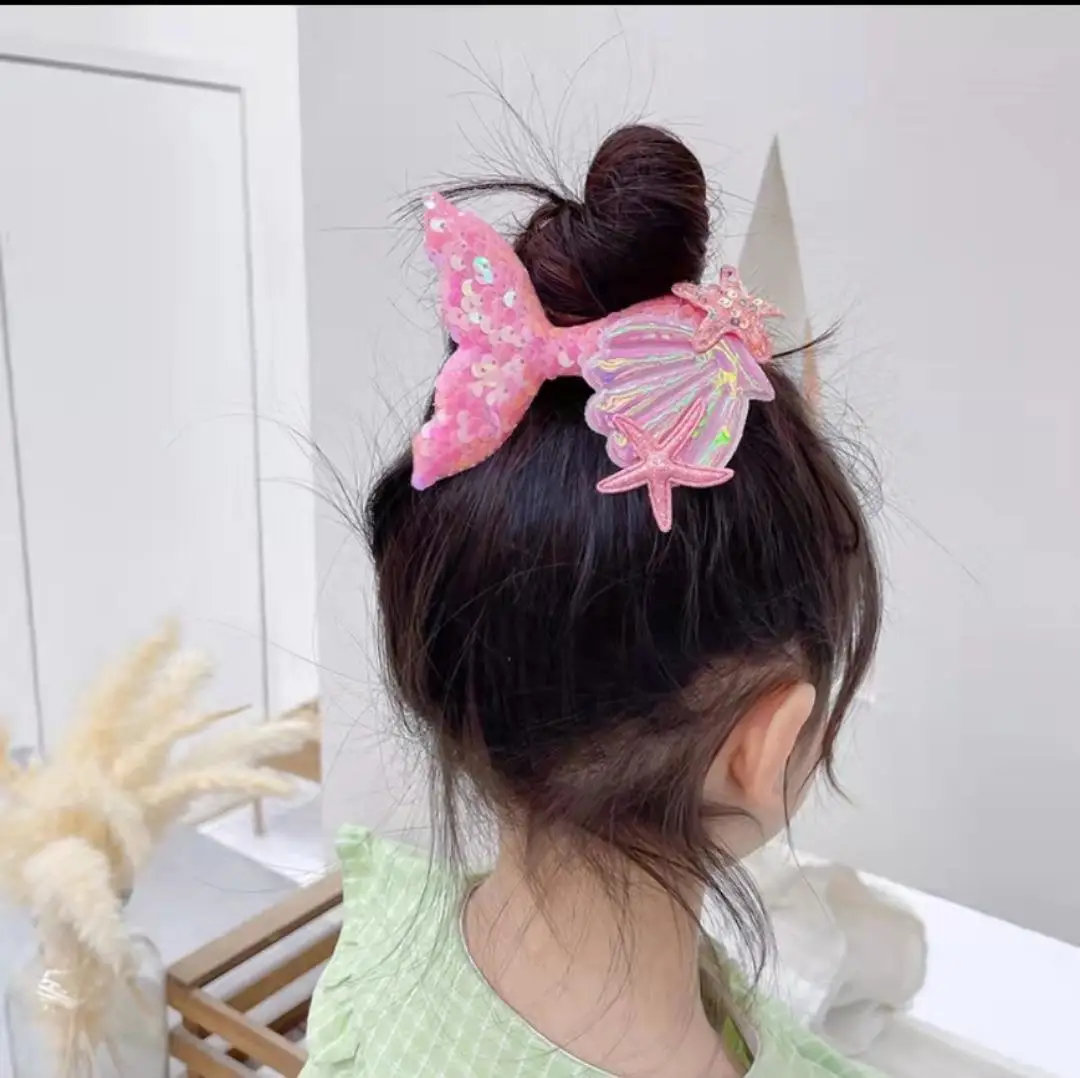 1PCS New Starfish Shell Sequin Mermaid Princess Cute Baby BB Clips Girls Hairpins Hair Clips Kids Headwear Children Accessories