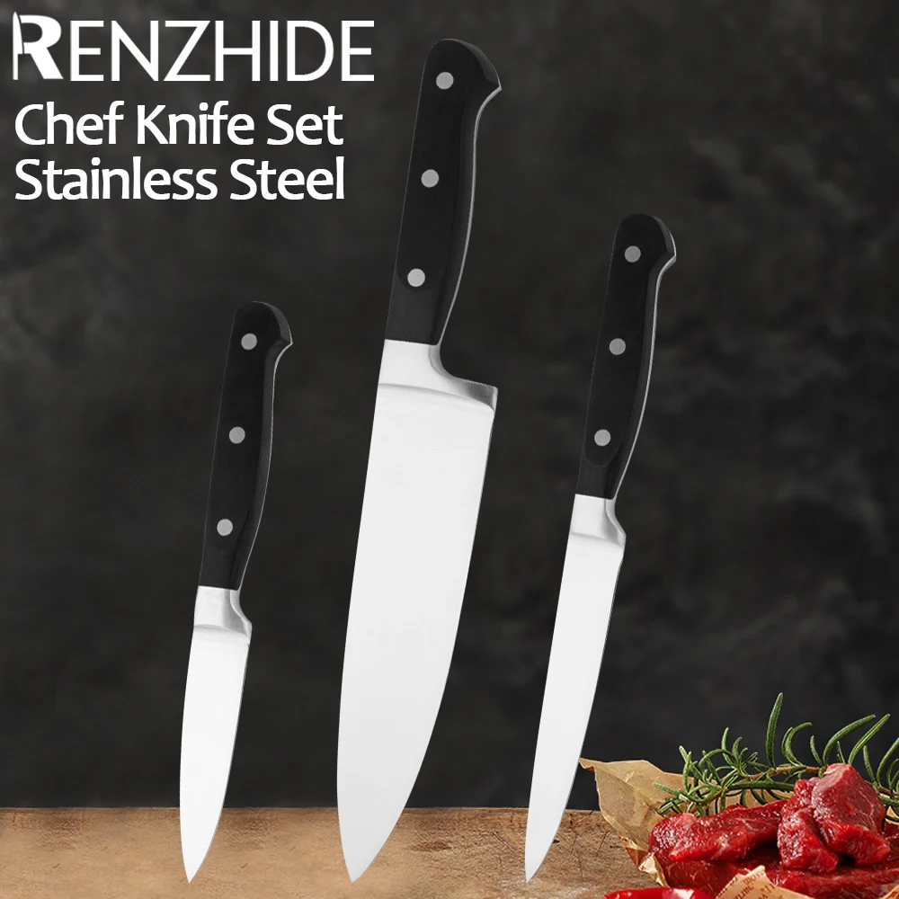 RZD Stainless Steel Chef Knife Set 8'' INCH Super Sharp Cooking Utility Vegetable Paring Knife Cooking Tool Hotel Household