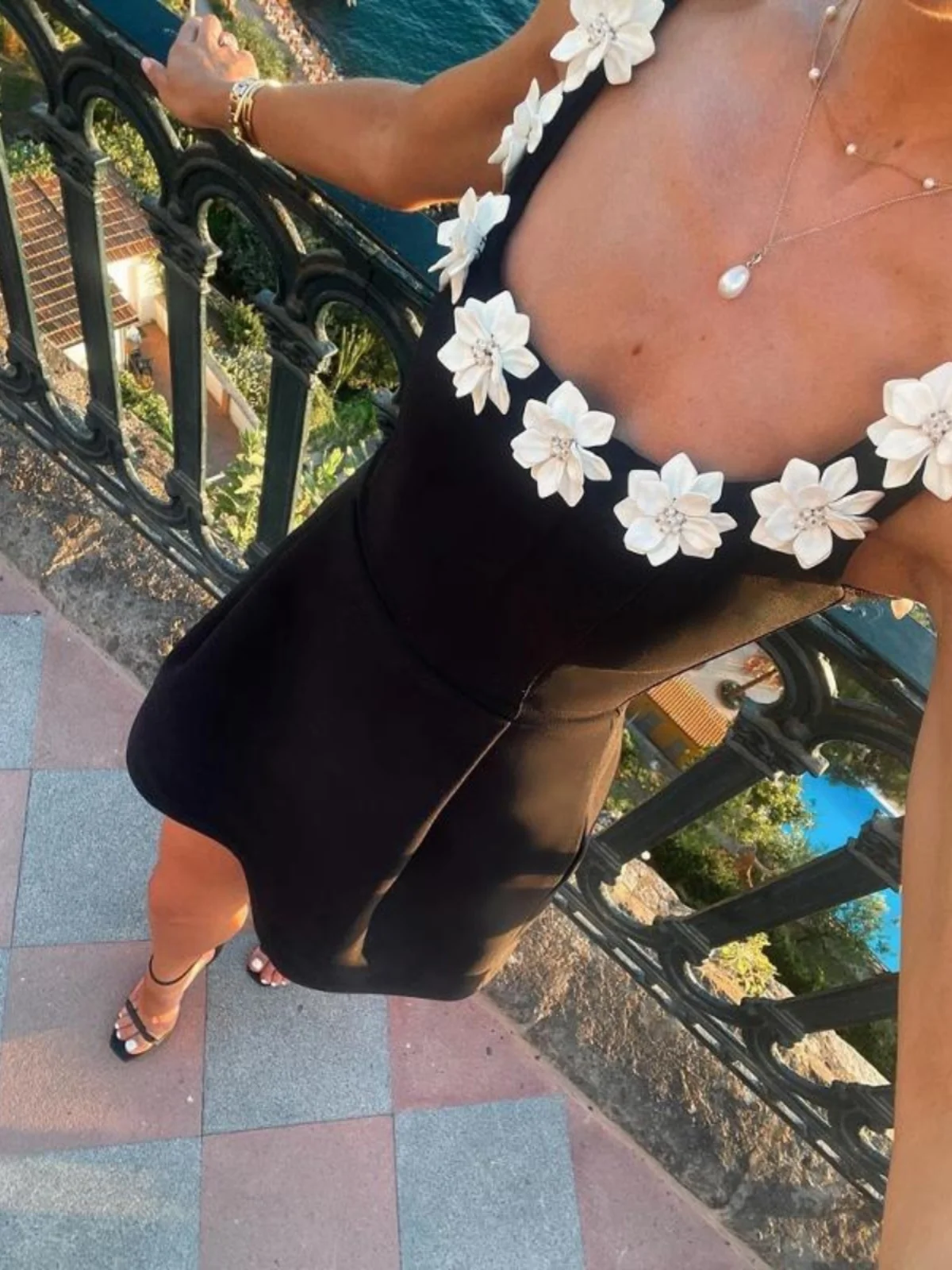 

Bla Floral ter Dr Women's Faion Casual Wrap Dr Sweet Sle U-Ne Mid-length A-line Skirt for Par Wedding