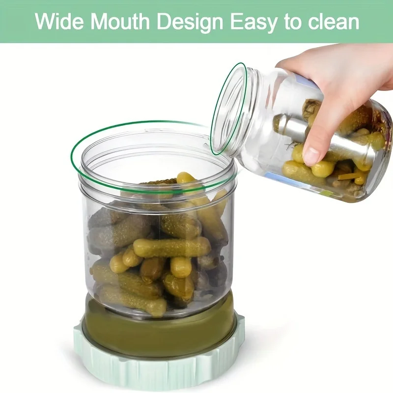 1pc Food Reversible Pickle Jar Large Capacity 52.9 Ounce Strainer Flip Pickle Jar With Leak Proof Container