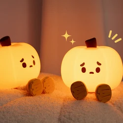 Luz de noche de calabaza de Halloween, decoraciones de lámpara seguras de silicona suave, regulable temporizador, decoración de mesita de noche, regalos de Halloween para niños y bebés