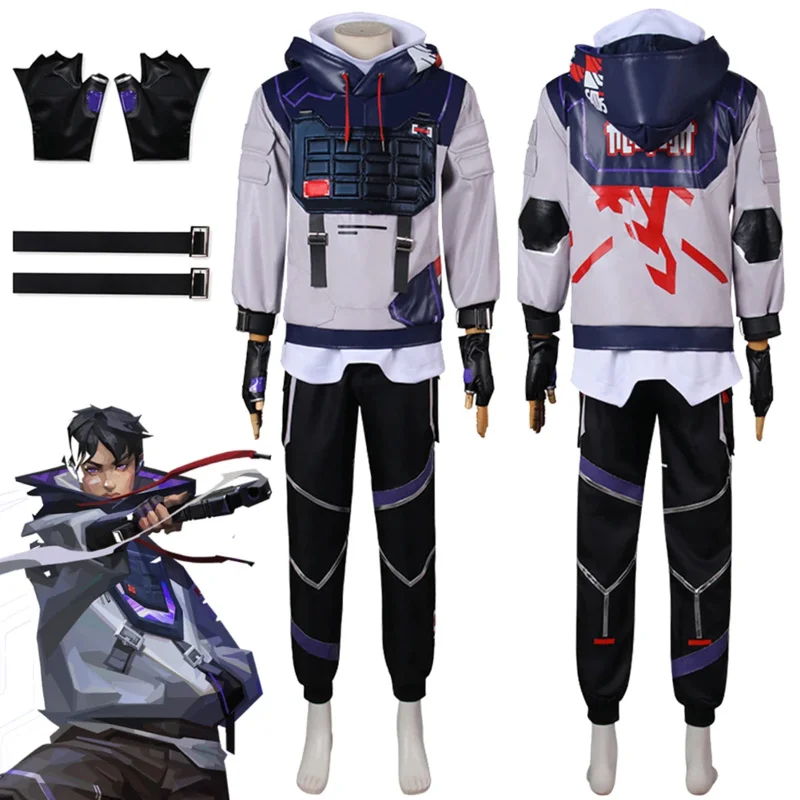 ISO Cosplay Fantasy Game Valorant Kostuum Vermomming Volwassen Mannen Rollenspel Fantasia Outfits Mannelijke Halloween Carnaval Party Kleding