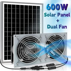 600W Solar Fan Kit Portable Exhaust Fan Ventilation Fan18V Solar Panel Pet Greenhouse Roof Outdoor Exhaust Fan Solar Energy