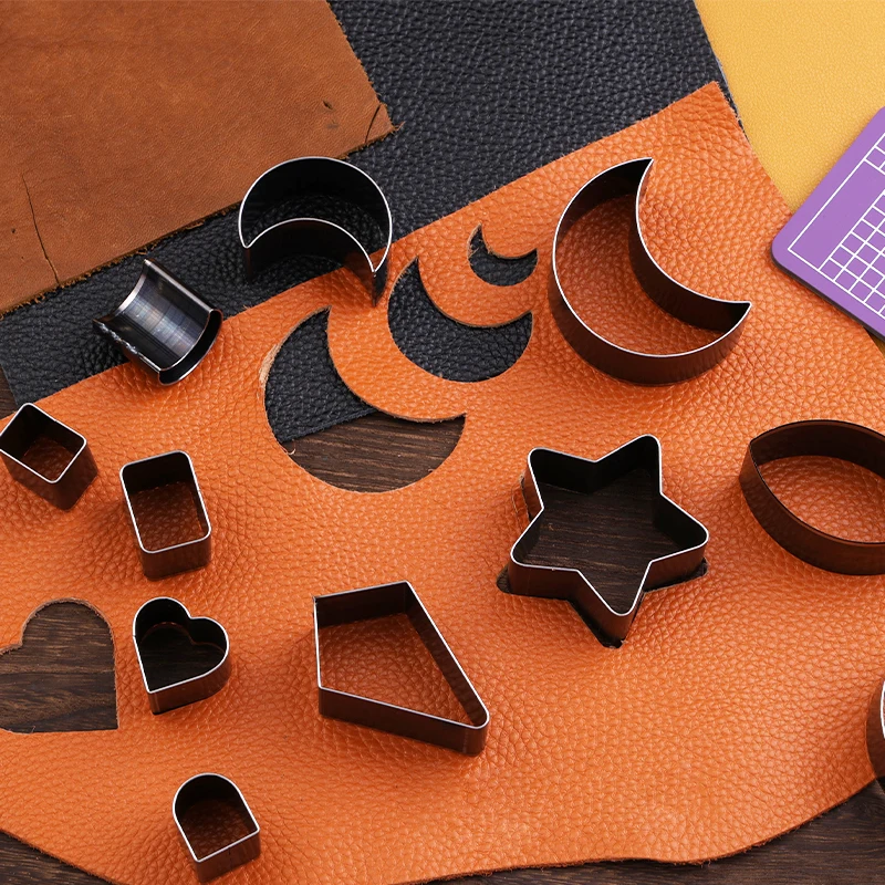 KRABALL 8Pcs/Set Multi-Styles Leather Punching Puncher Tool Star Moon Love Hole Hollow Punch Cutter Set Leather Craft DIY Tool