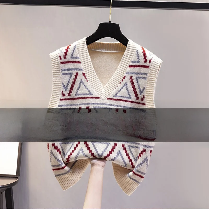 

Women's Loose Knitted V-Ne Vest Spring Autumn New Sle Faion Outerwear Sweater Korean Commute Sle Regular Length
