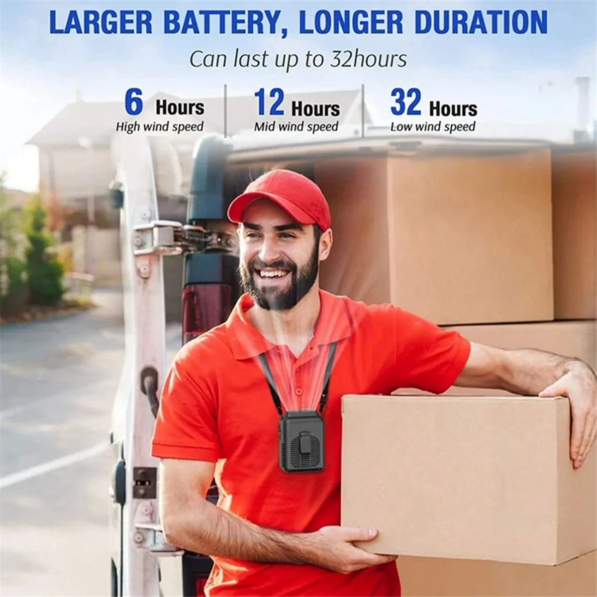 8000mA Rechargeable Waist Clip on Fan,Neck Fan,Portable Outdo Sports Work Fan,Adjustable Air Outlet Low Noise