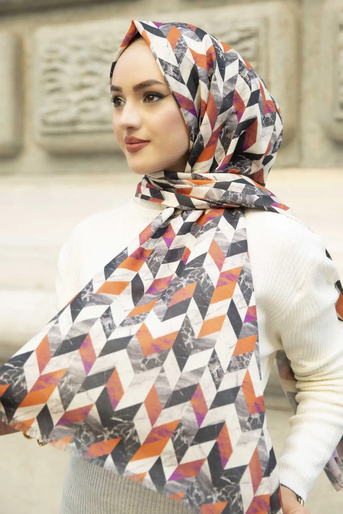 Cotton Pattern Shawl E- -Winter Autumn 2021 Muslim Women Hijab headscarf Islamic Turkey