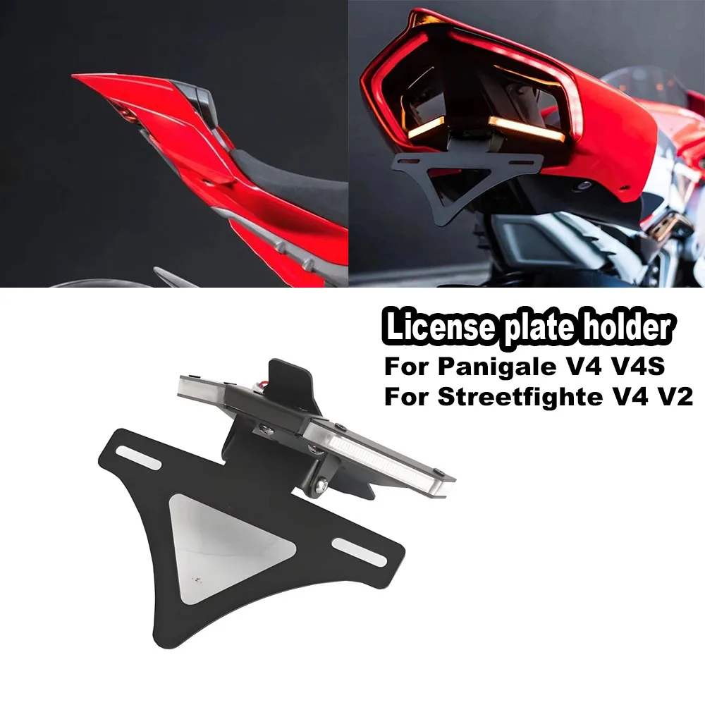 

For Ducati Panigale V4 V4S Streetfighte V4 V2 Motorcycle Rear Short Tail License Plate Holder Tailstock Frame LED Turn light kit
