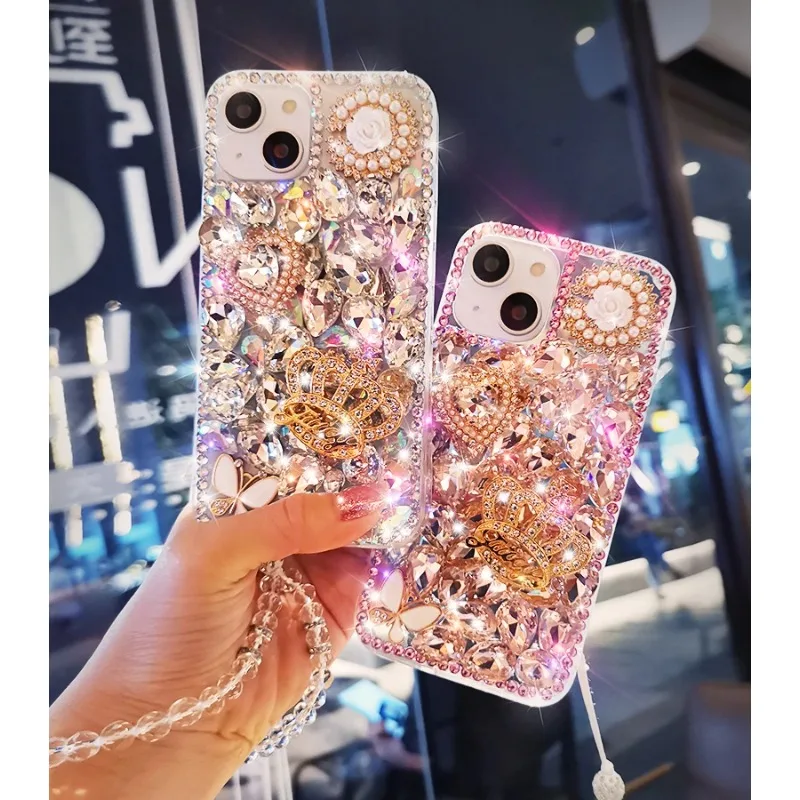 

Luxury 3D Crown Crystal Diamond Glitter Bling Cases for Xiaomi Redmi 9A 9C Note8 9Pro Note10S Note11 Pro 12Pro, Sparkle Gem