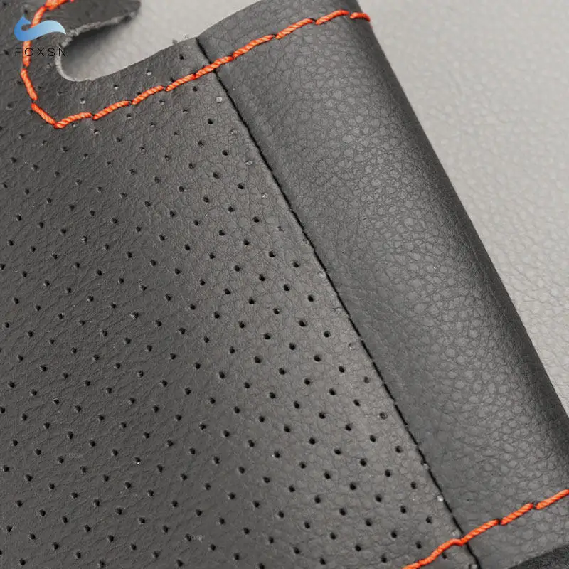 Hand Sewing Braids For Kia Cerato 2005-2012 Old Kia Ceed Car Interior Steering Wheel Cover Black Perforated Leather Trim