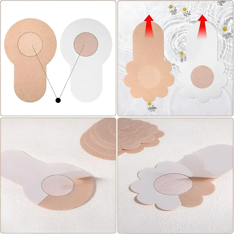 Couvre-mamelons jetables, cache-tétons adhésifs, invisibles, auto-adhésifs, sans bretelles, push-up, pour femmes