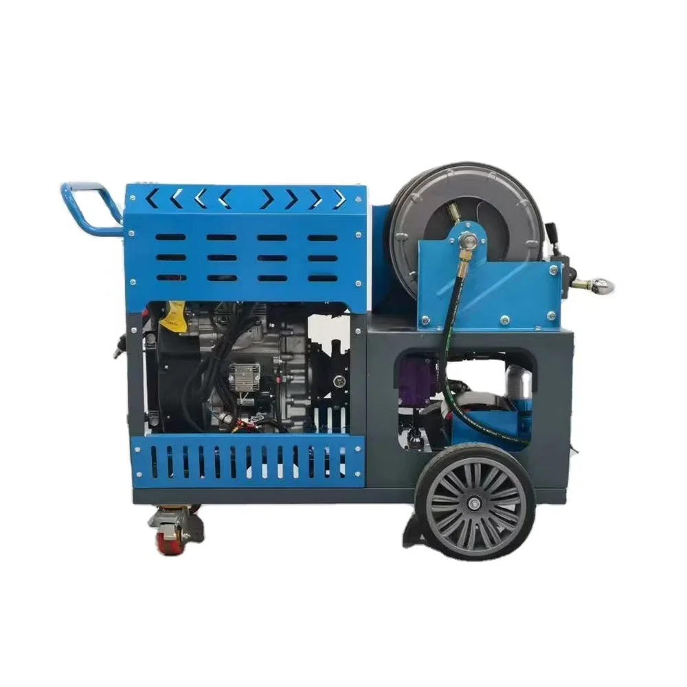 200bar 80L/min  Pipeline Drain Cleaning Jetter Diesel Engine Compact Design Remote Control for Community Sewer Maintenance