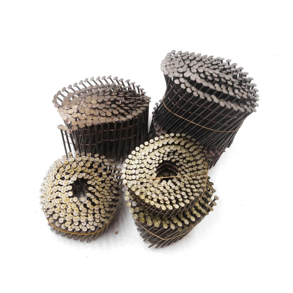 Wire Collated Coil Nails Round Head 15 Degree Thread Rod Wire Collated Framing Nails For Wooden Pallet Pneumatic Nail Gun Use