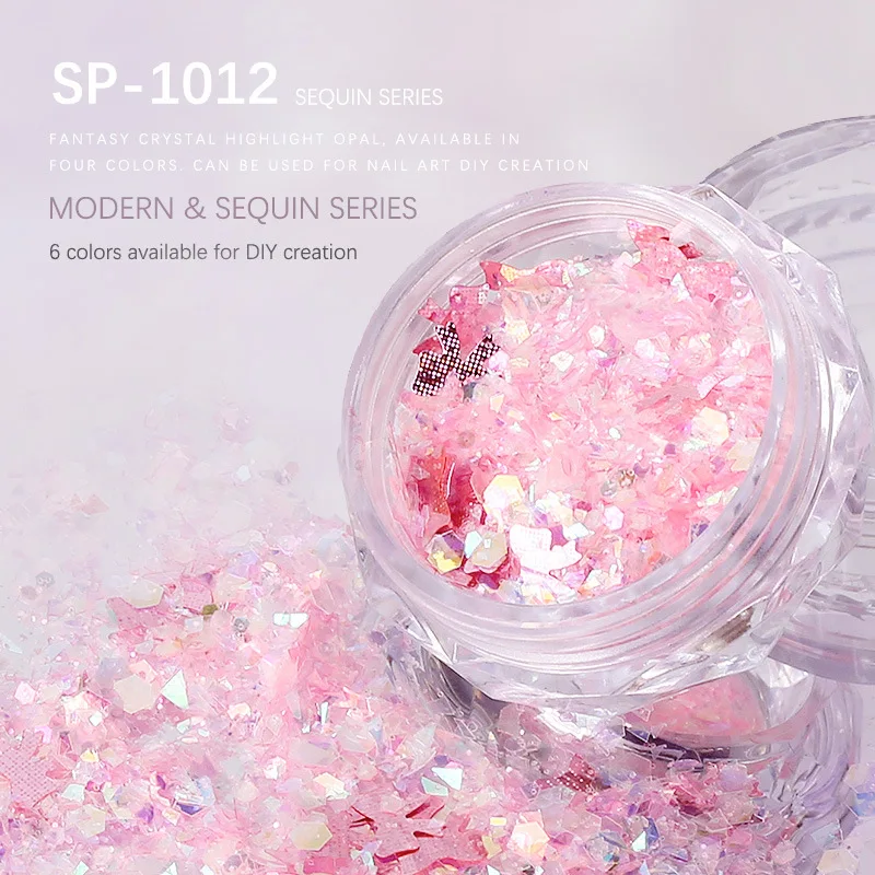 Shinng Nail Art Sequins Nail Glitter DIY Chrome Powder Sparkly Irregular Coarse and Fine Mixture Bow Star Manicures Decorations