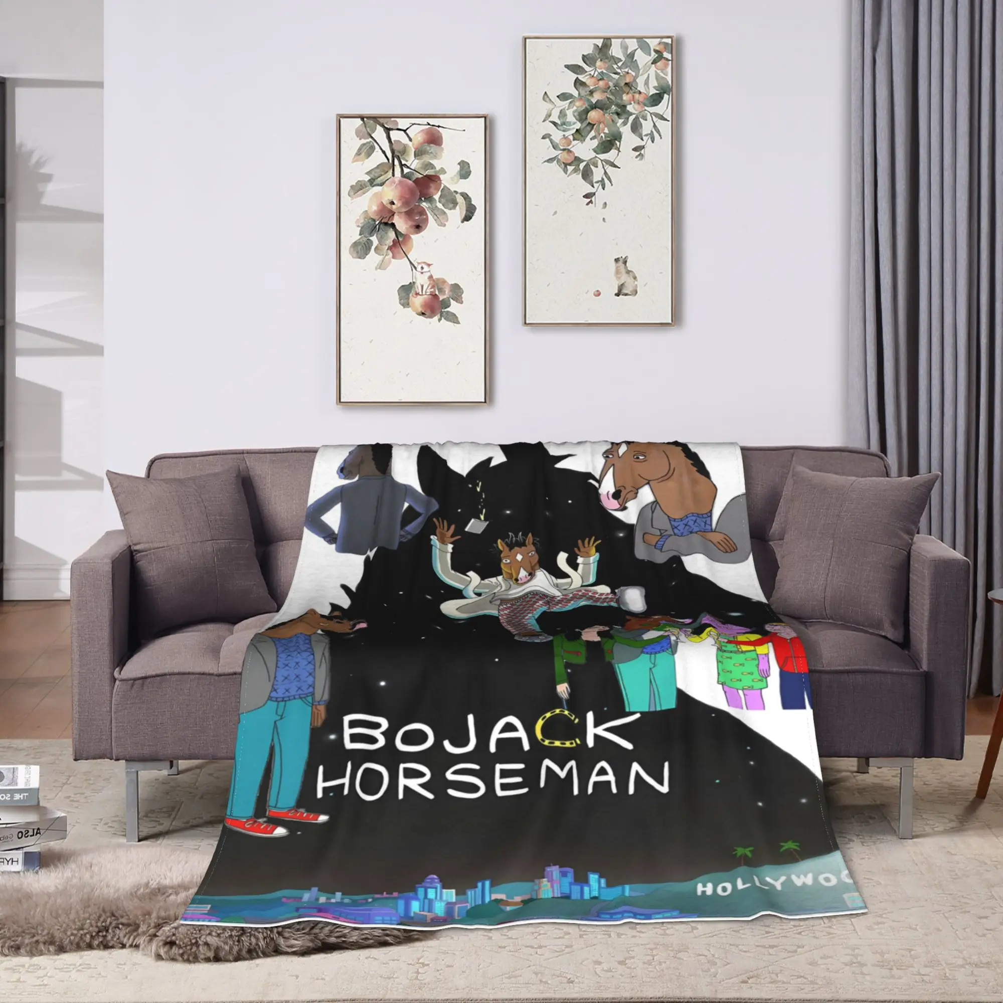 Pensive BoJack Horseman Thinking Shot Super Warm Blanket Office Plush Throw Blanket Couch Bed Flannel Bedspread Sofa Bed Cover