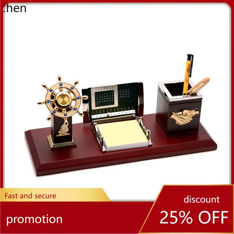 HT Gift for Boss Office Desk Creative Wealth-Attracting Rudder Stationery Desk Navigator Rudder Crafts Desktop Pen Holder