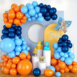 94pcs Blue Balloon Flower Arch Kit, Navy Blue And Orange Balloon Arch Kit, Party Balloon Birthday Decoration Wedding Gift