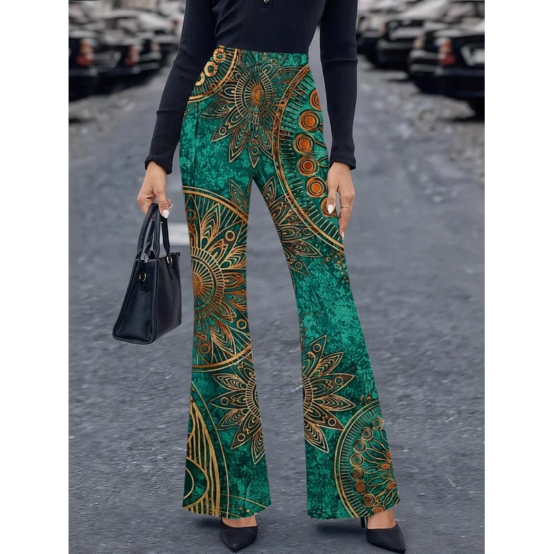 Abstract gradient print wide-leg pants, suitable for 7-16 year old teenagers' casual wear