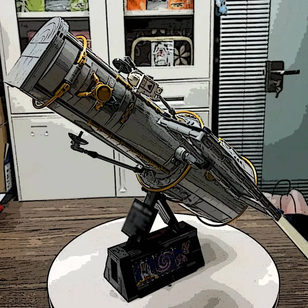 1252Pcs Building Blocks Space Telescope Model With Solar Panel Display Stand Christmas Gift