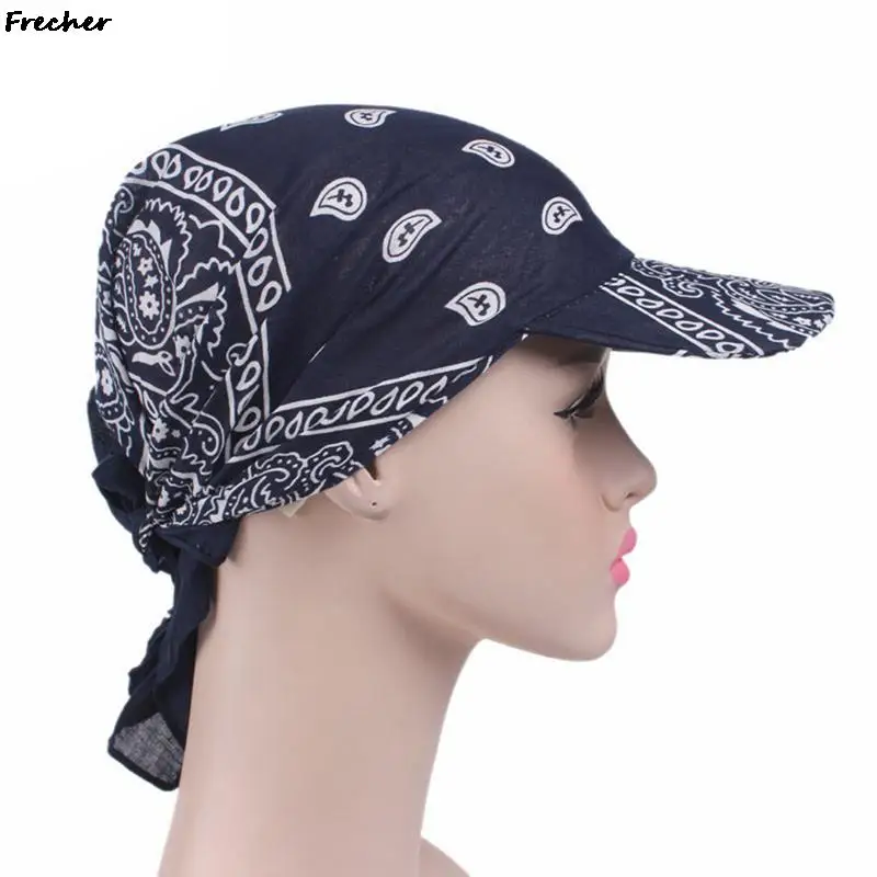 Fashion Sun Visor Breathable Cotton Muslim Hijab Caps Outdoor Beach Headscarf Women Men Holiday Party Headwear Turban Bandana