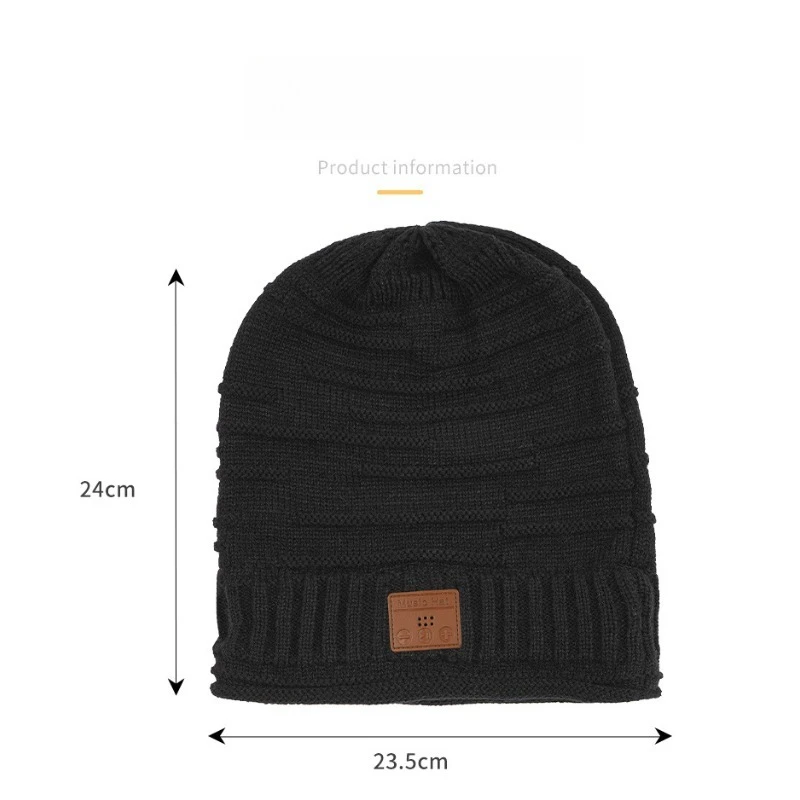 Bluetooth Beanie Wireless Earphones Warm Knitted Cap Winter Hat Music Audio Thermal Fleece Lined Unisex Snow Ski Outdoor Commute