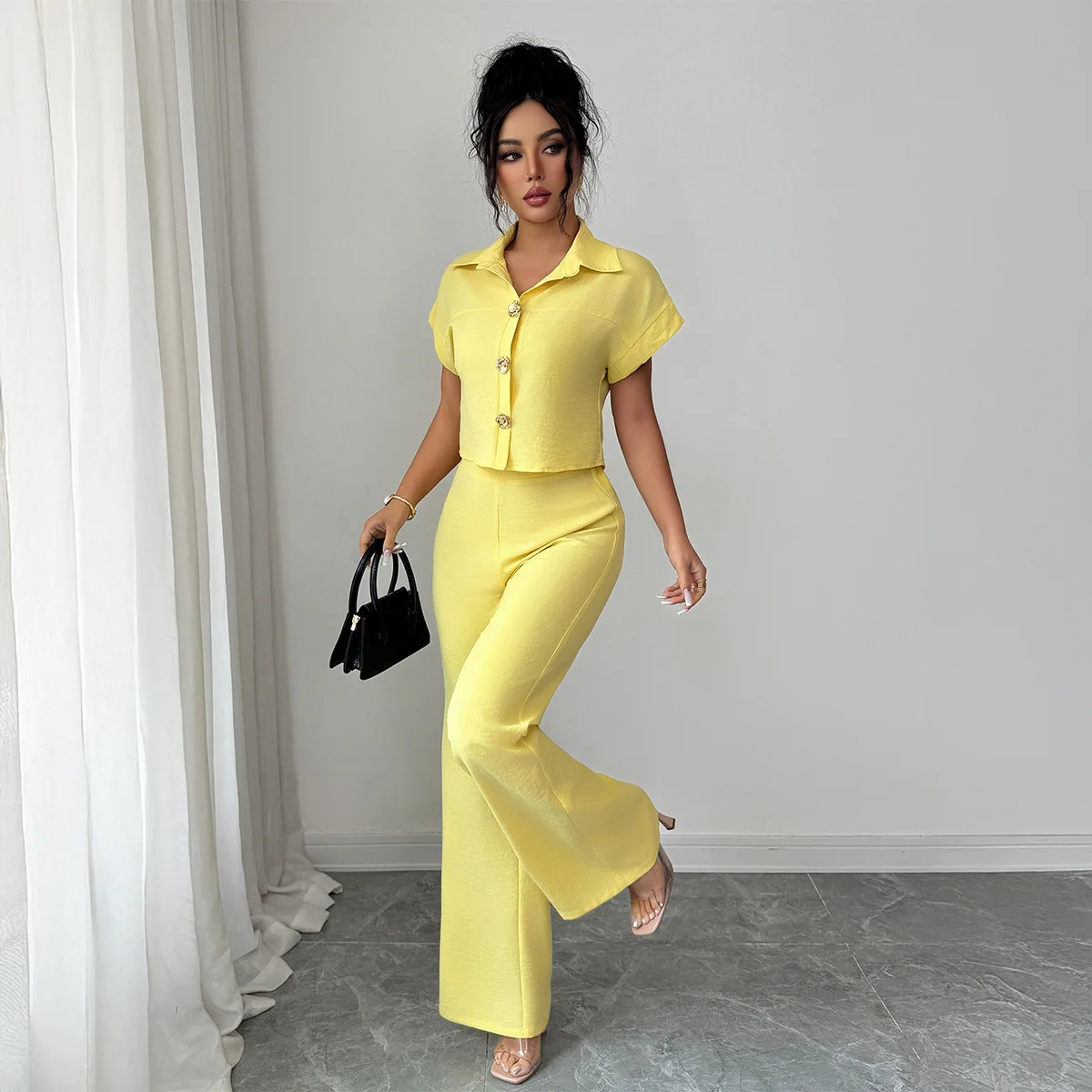 Elegant Polo Collar High-waisted Loose-fitting Women's Suit For Spring/summer 2026 Wedding Dress Beach Vestidos Party