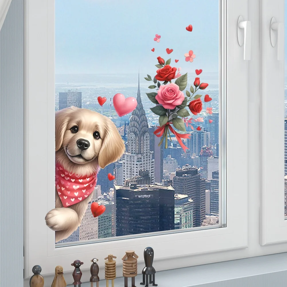 Living Room Decor Red Valentines Decal Easy Application Wall Stickers PVC Wall Art Fade-resistant Printing Quick Installation