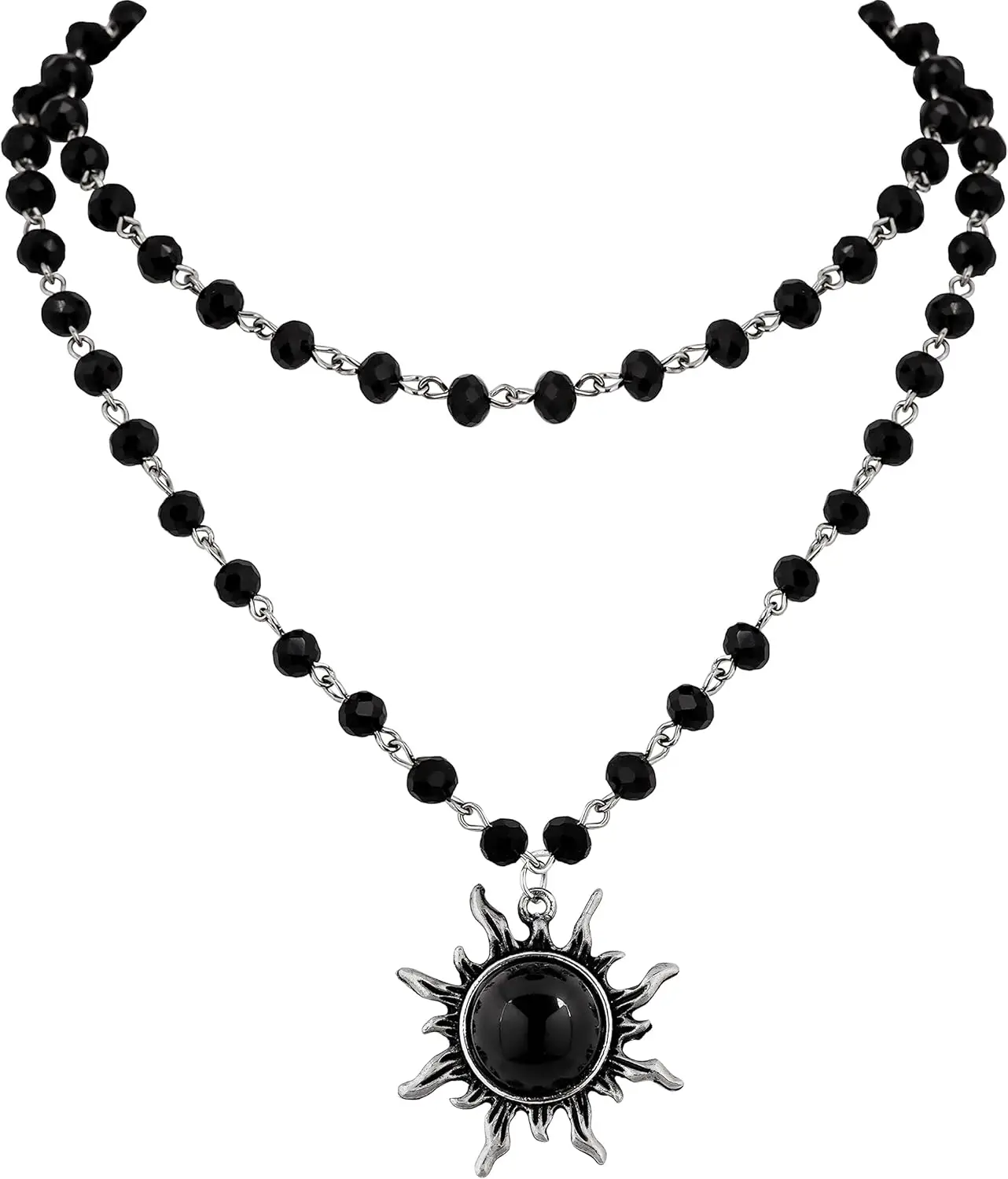 

Gothic Emo Grunge Sun Black Bead Choker Necklace Jewelry Gothic Goth Necklace Halloween Christmas Jewelry Gift for Women