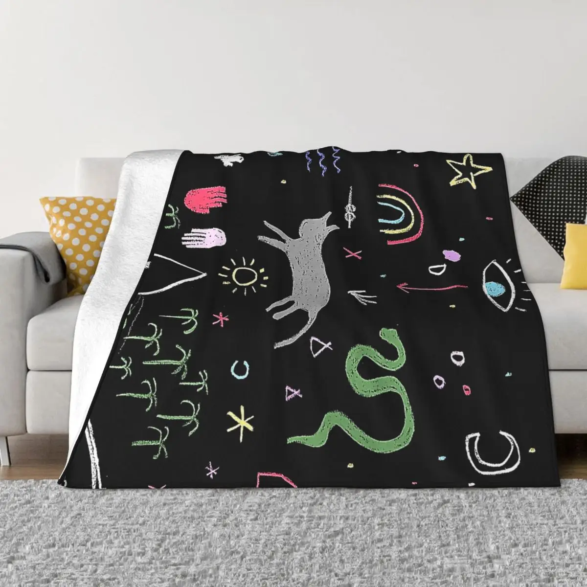 Chalk Board Dream Scape Ultra-Soft Micro Fleece Blanket Black Flannel Blanket